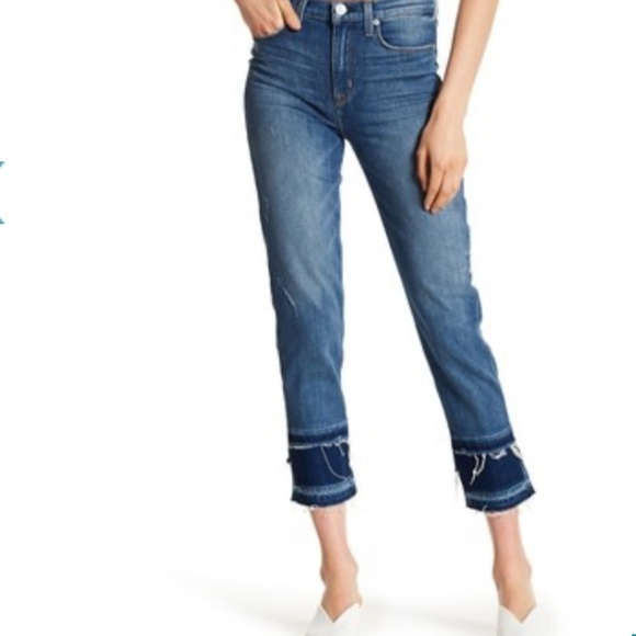$245 NWT HUDSON STRETCH brand jean High rise ZOEEY FRAY Straight crop summer - Picture 7 of 10
